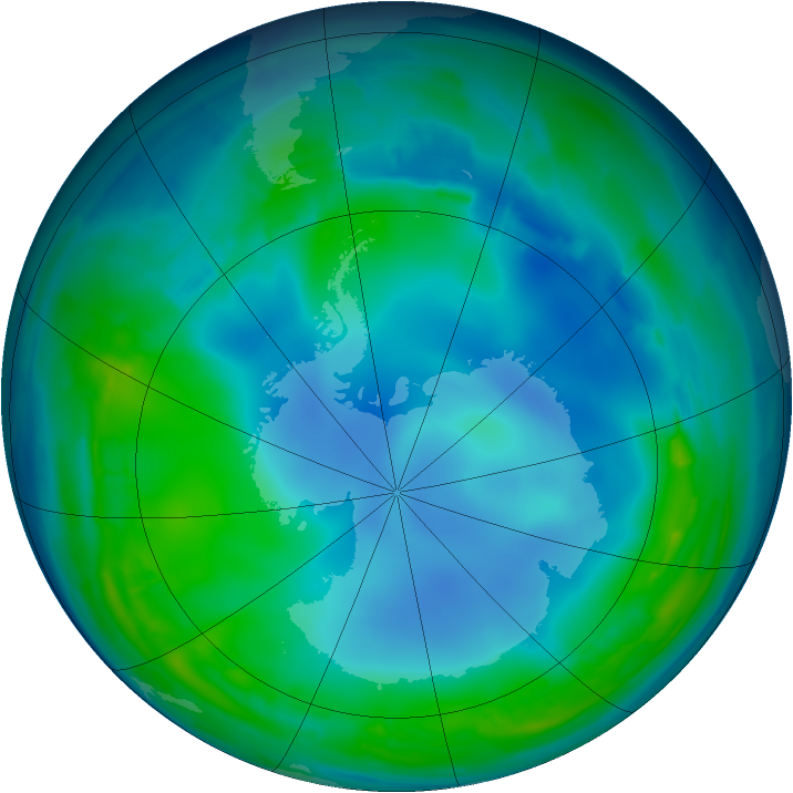 Antarctic ozone map for 23 May 2013